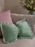 Green 3D Stripe Frill Bow Cushion