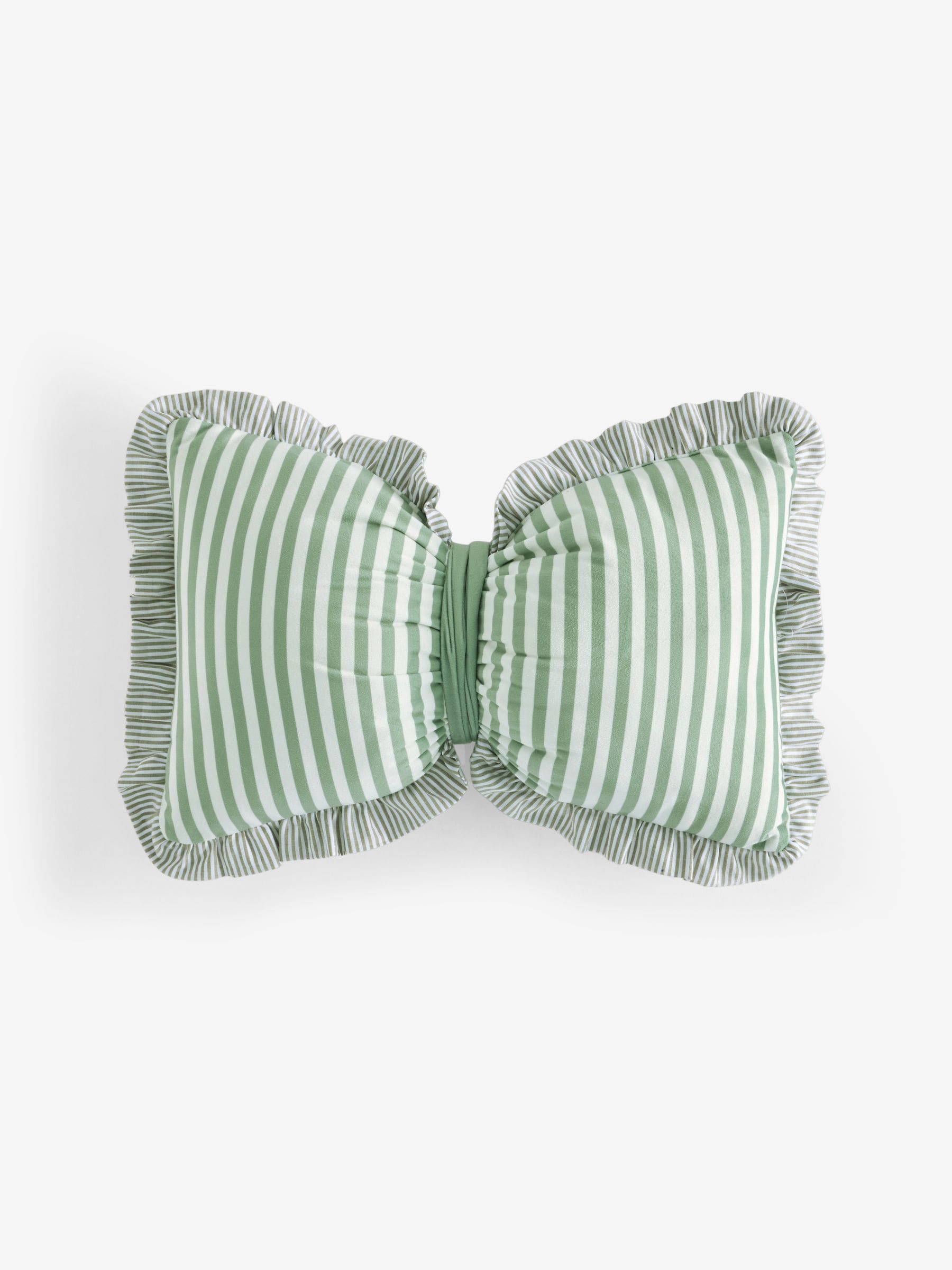 Green 3D Stripe Frill Bow Cushion