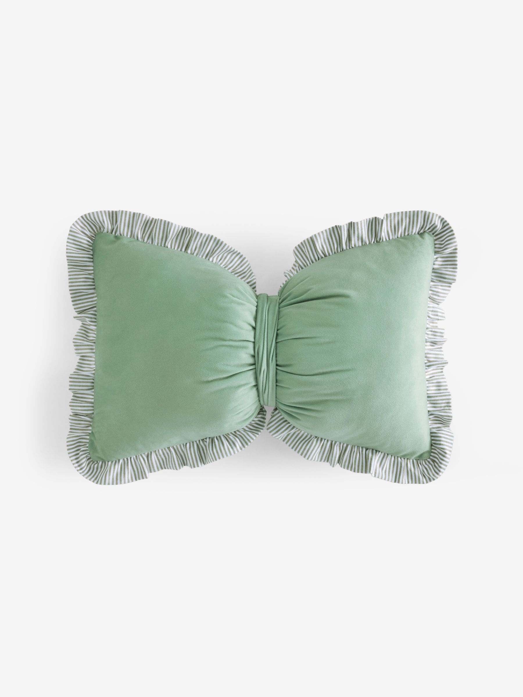 Green 3D Stripe Frill Bow Cushion