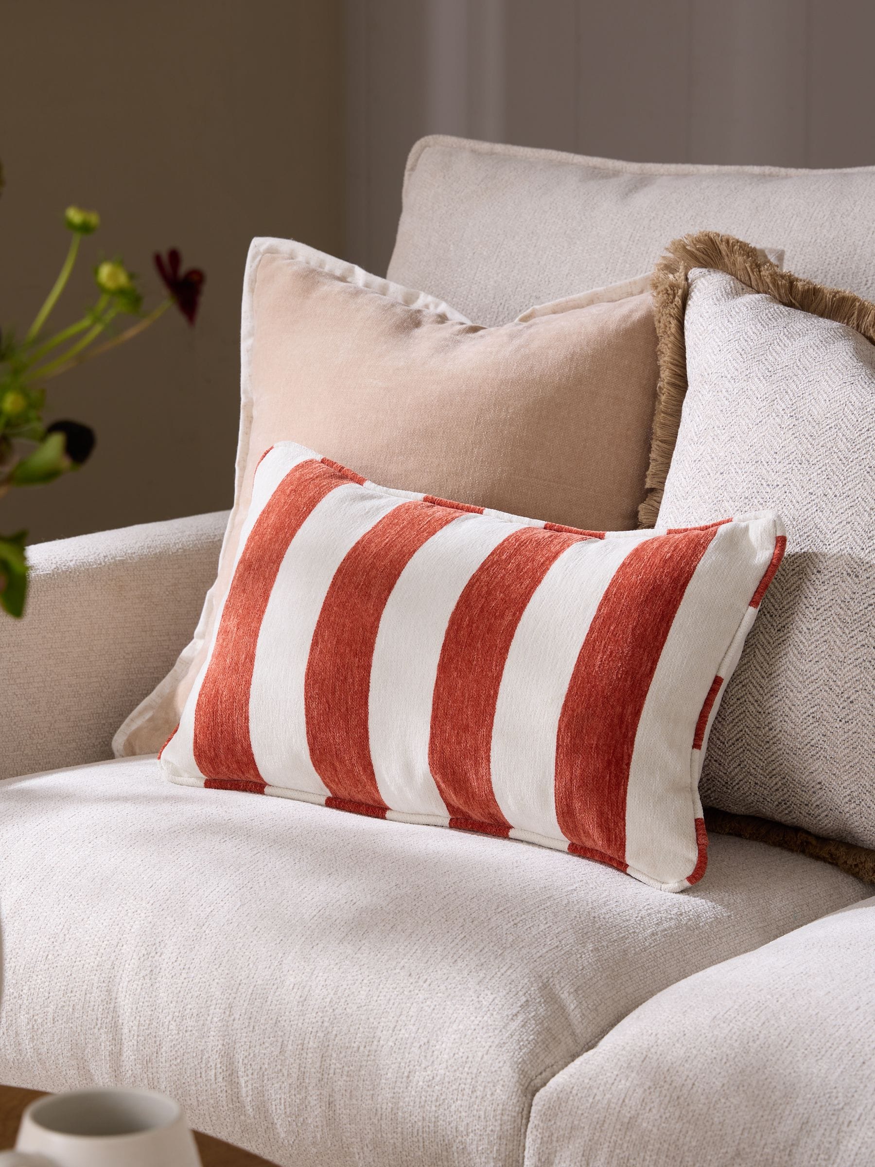 Chenille Stripe Cushion Sage Green 50 x 50cm