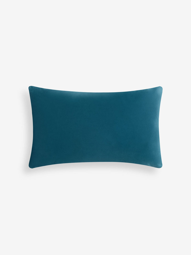 cut velvet geometric cushion blue brown 50x30cm, imported from the UK