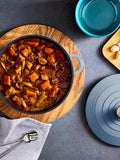 Morphy Richards blue cast aluminium casserole dish 24cm, imported from the UK