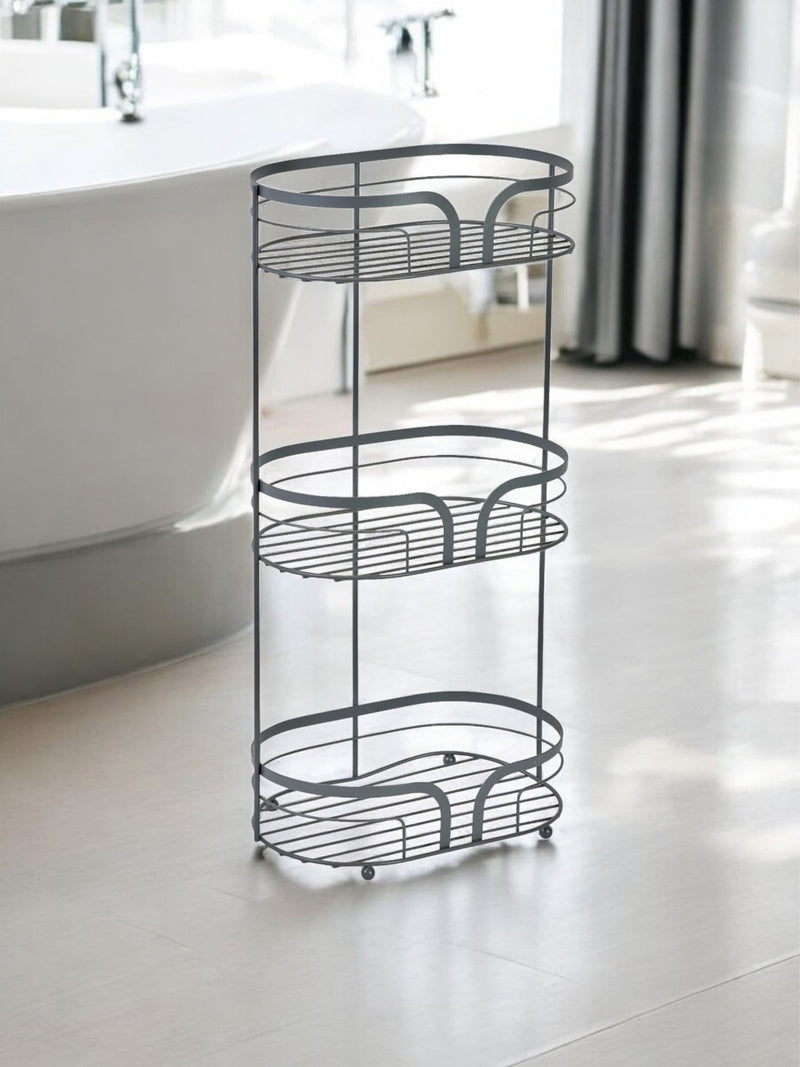 Showerdrape bathroom storage set floor caddy and toilet brush Matt Black, UK version
