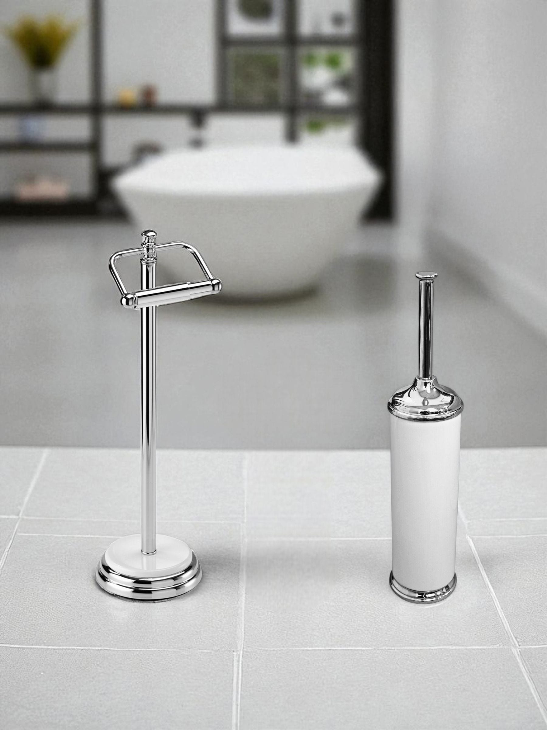 Showerdrape White Opera toilet set chrome and white ceramic, UK version