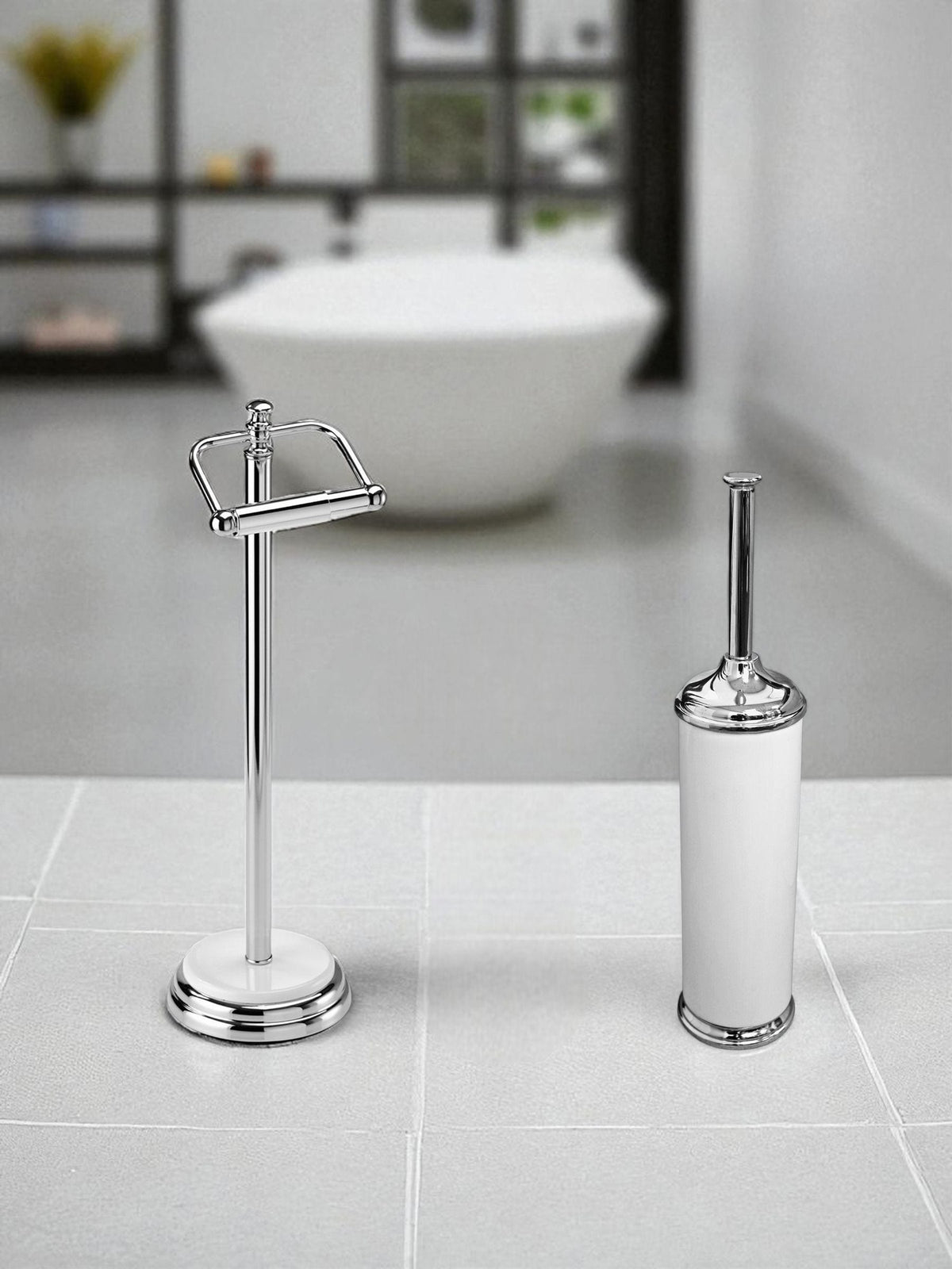 Showerdrape White Opera toilet set chrome and white ceramic, UK version