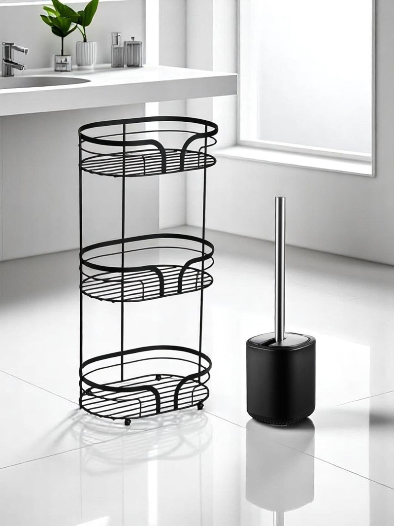 Showerdrape Grey Dante Floor Caddy and Toilet Brush Set