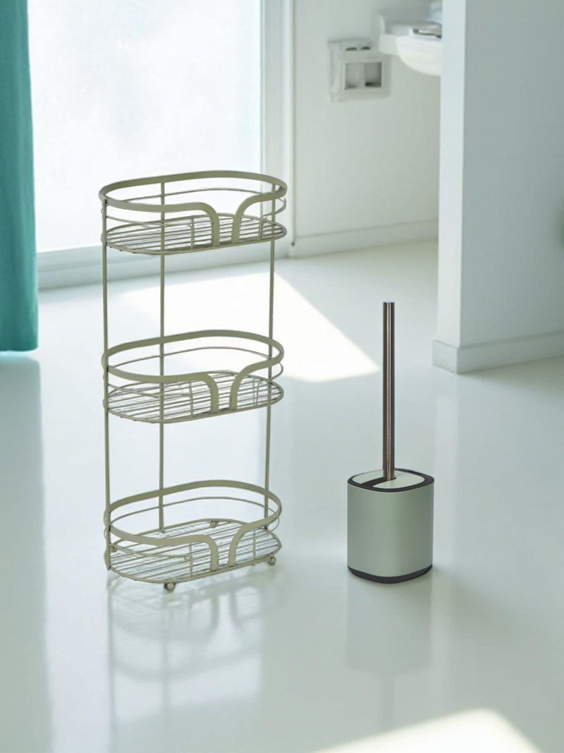 Showerdrape Grey Dante Floor Caddy and Toilet Brush Set
