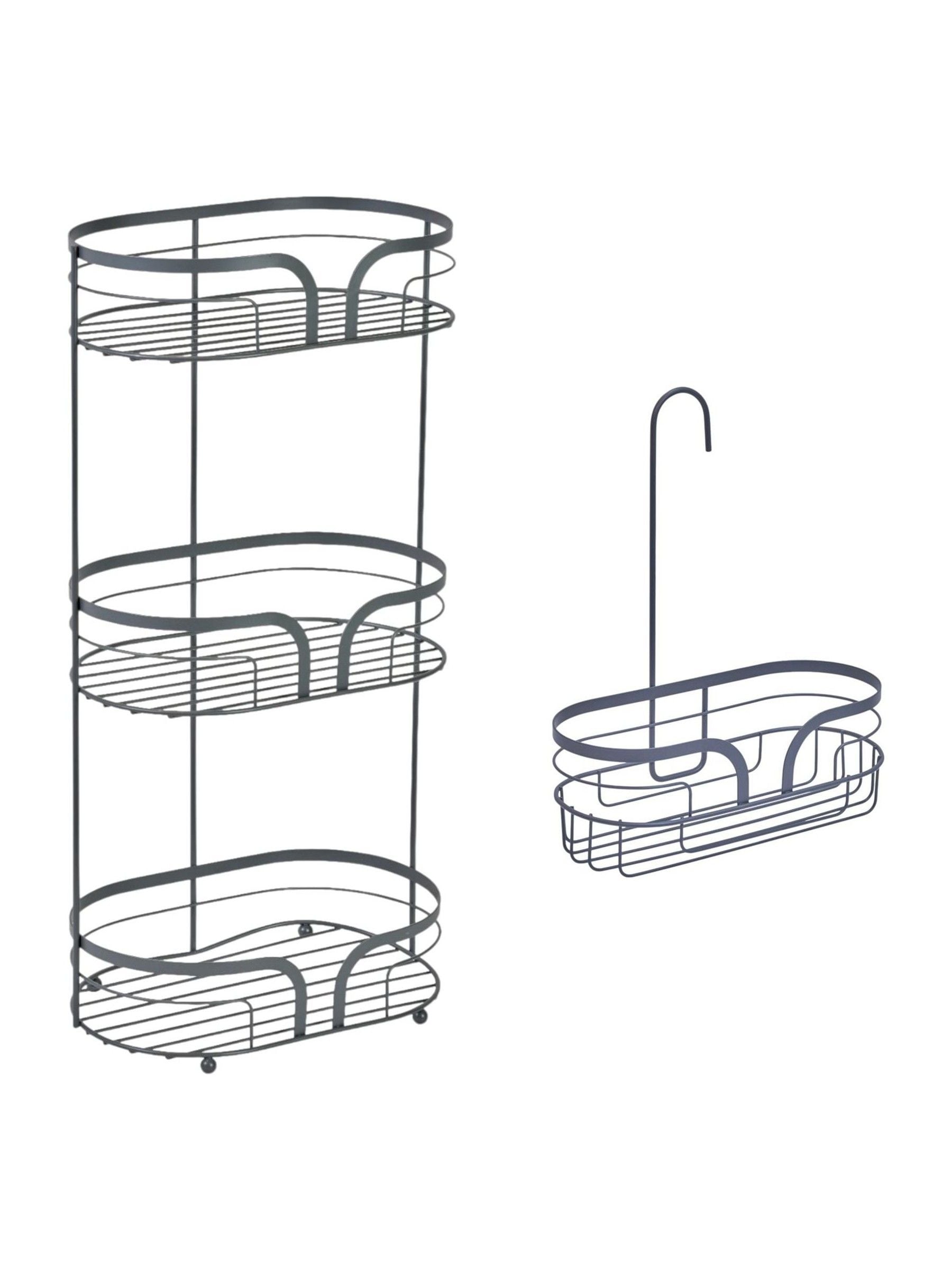Showerdrape Black Dante Floor Caddy and Mini Shower Caddy Set