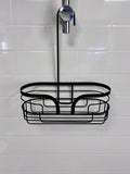 Showerdrape Black Dante floor and shower caddy set, imported from the UK