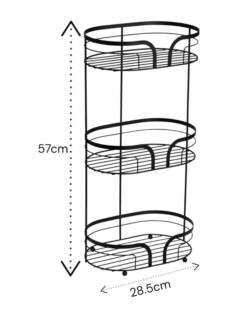 Showerdrape Black Dante floor and shower caddy set, imported from the UK
