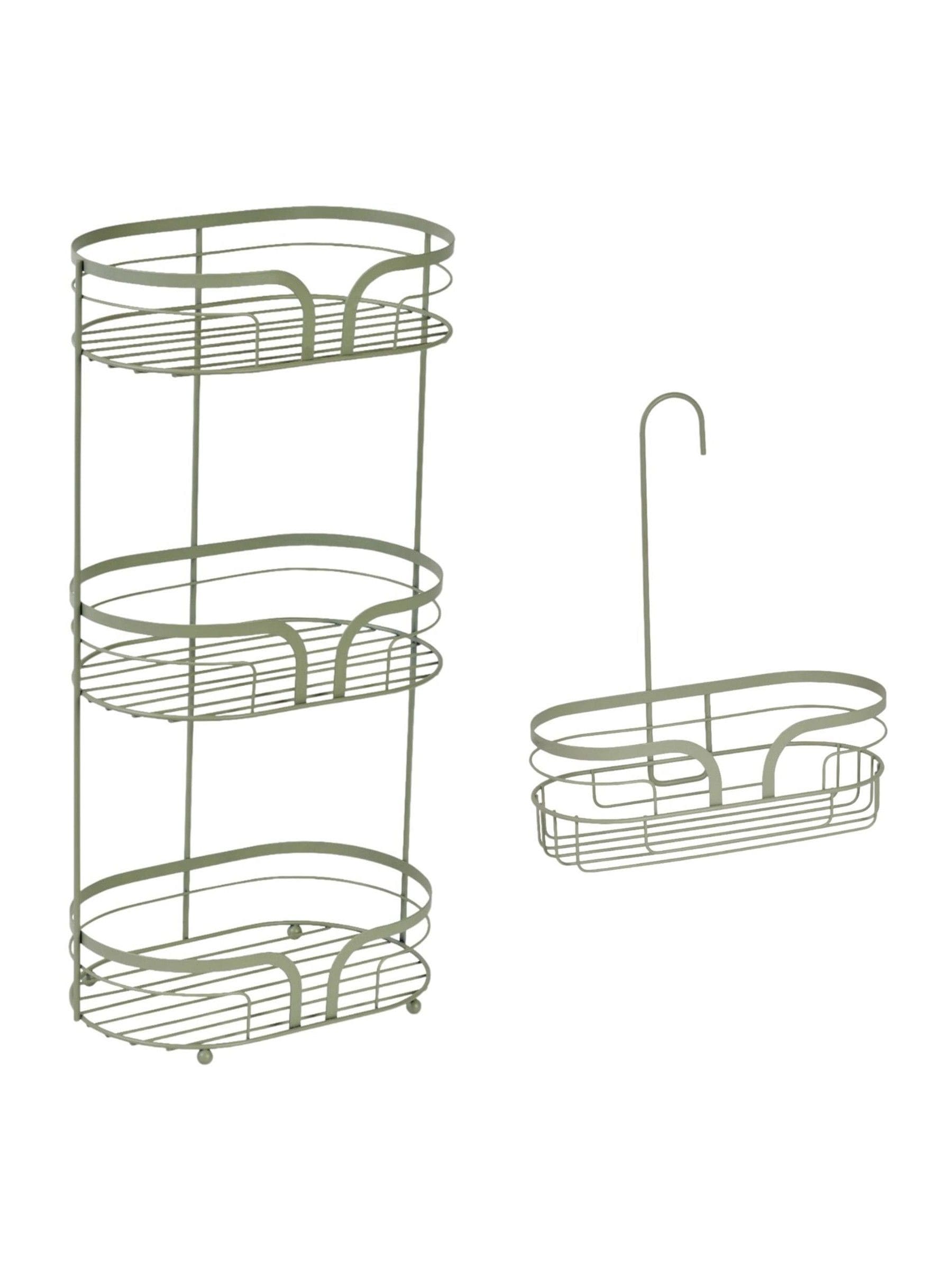 Showerdrape Black Dante Floor Caddy and Mini Shower Caddy Set