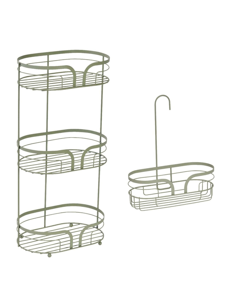 Showerdrape Black Dante Floor Caddy and Mini Shower Caddy Set