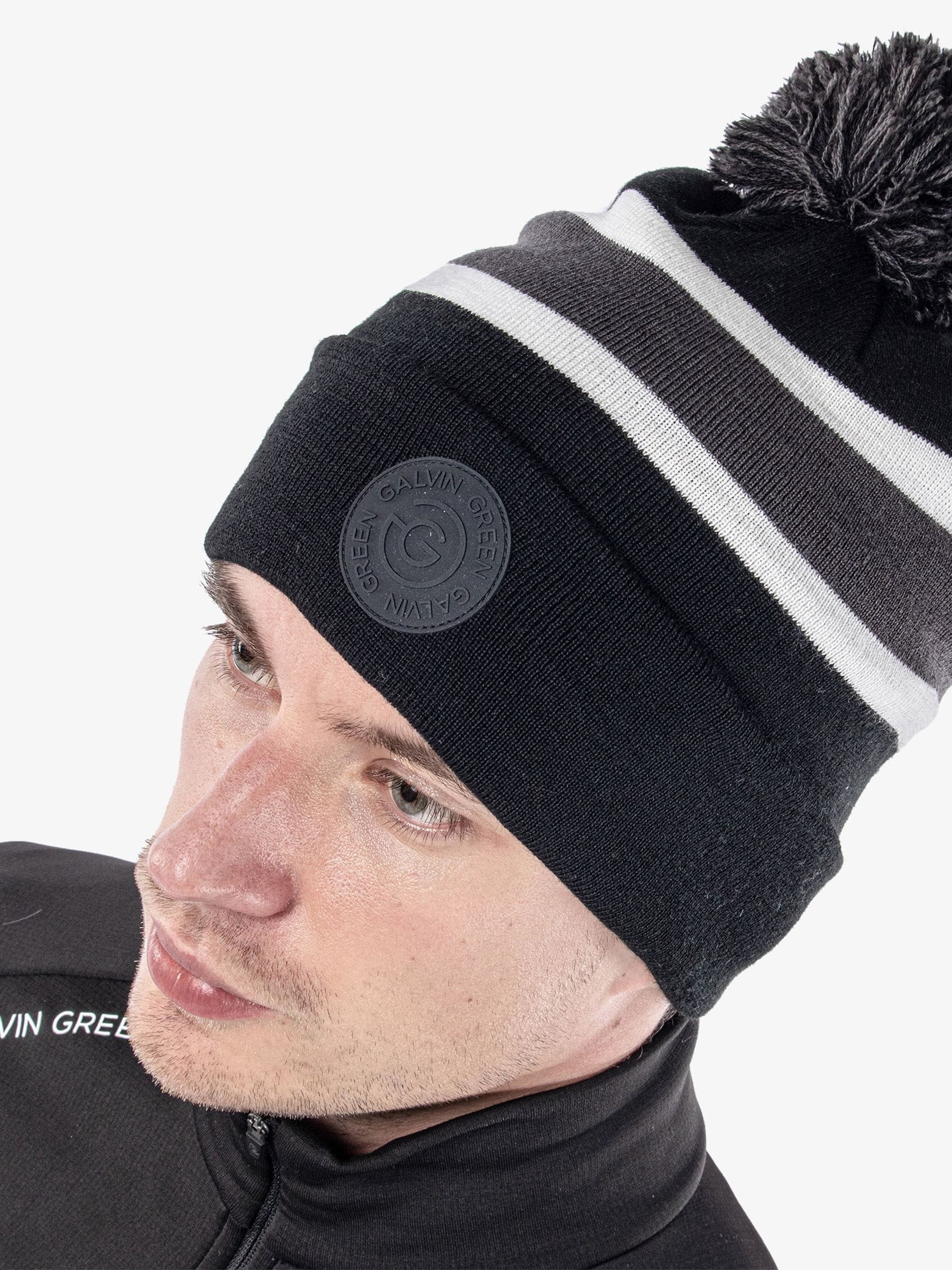 Galvin Green black knitted beanie hat, UK version