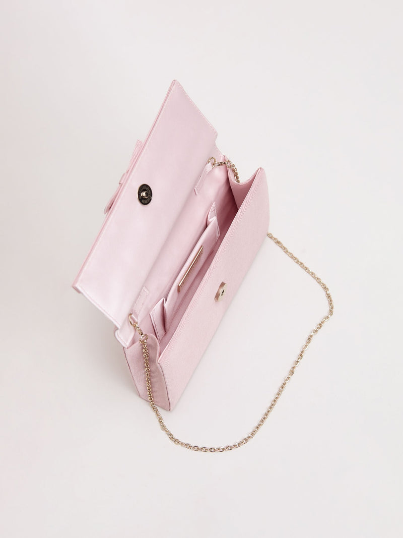 Phase Eight pink grosgrain bow clutch small (British brand)