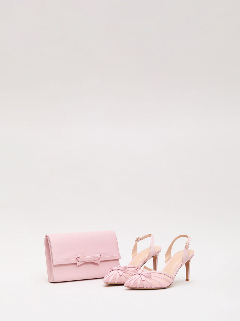 Phase Eight pink grosgrain bow clutch small (British brand)