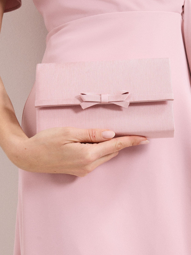 Phase Eight pink grosgrain bow clutch small (British brand)