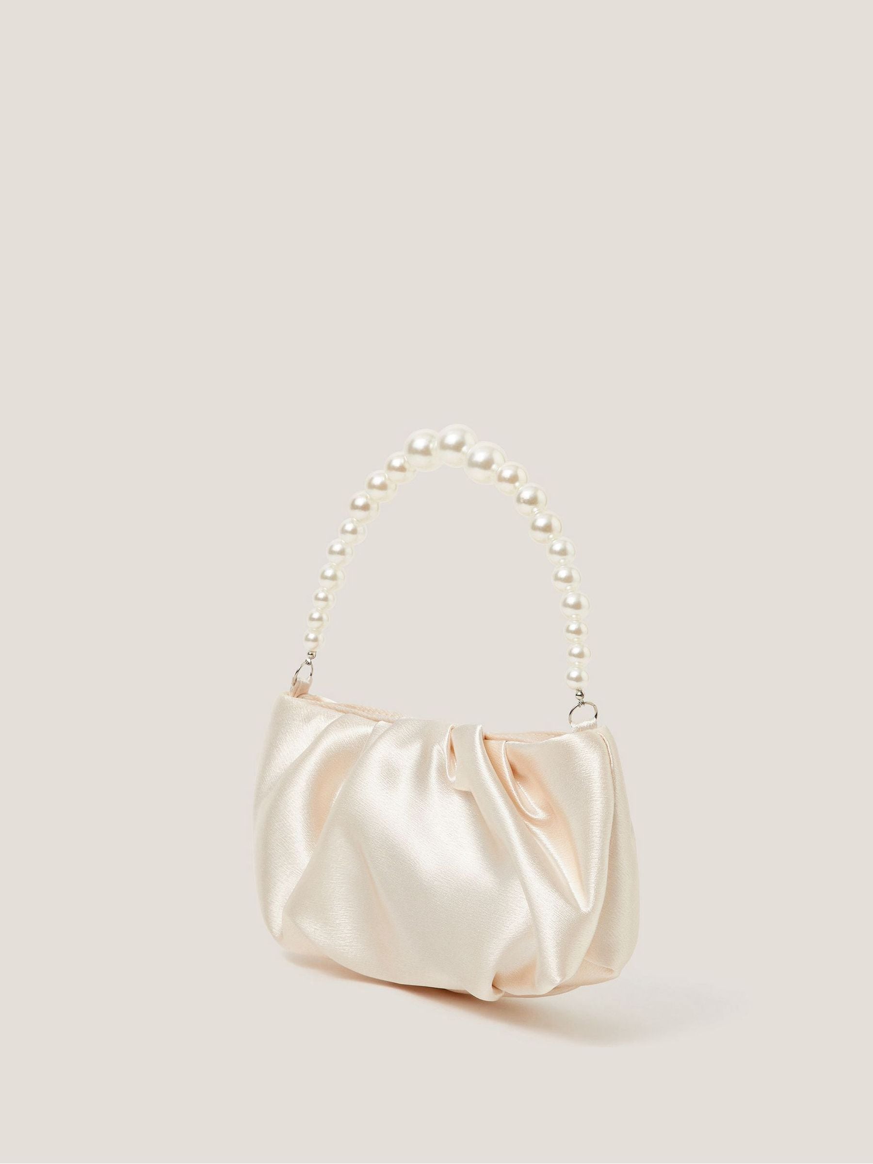 Monsoon cream pearl headband and satin bag set (British brand)