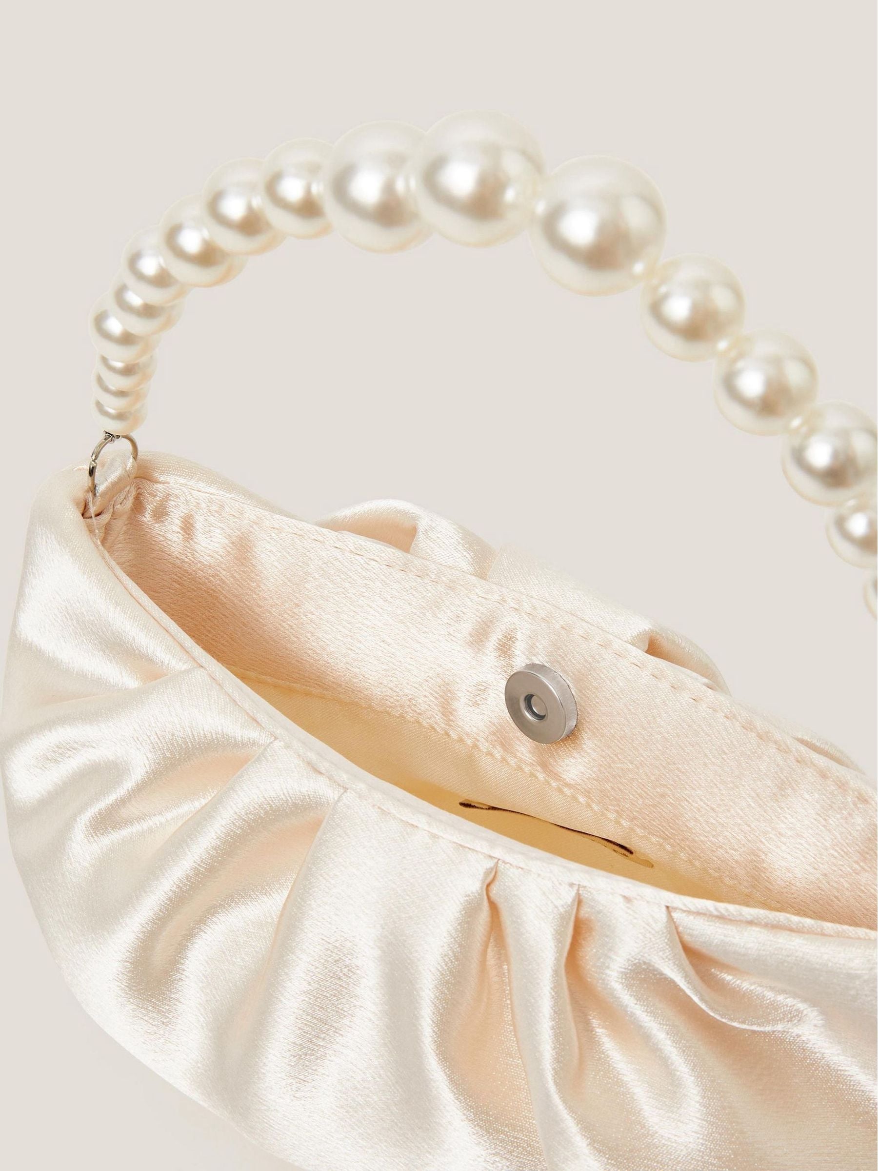 Monsoon cream pearl headband and satin bag set (British brand)