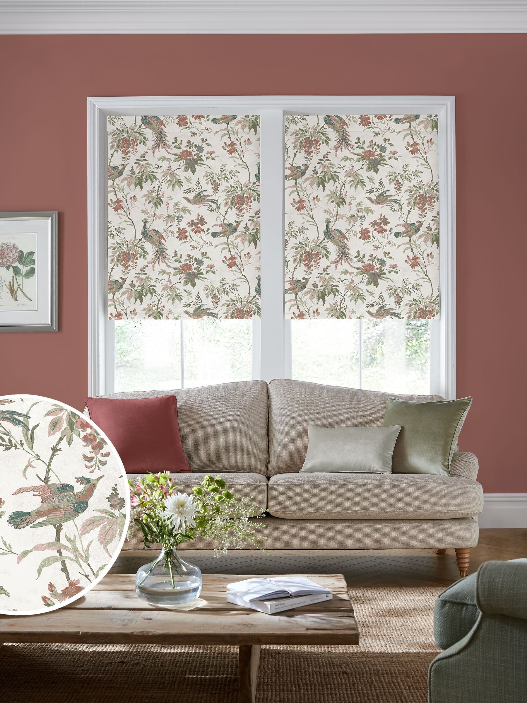 Laura Ashley Attleton sage made to measure roller blind, imported from the UK