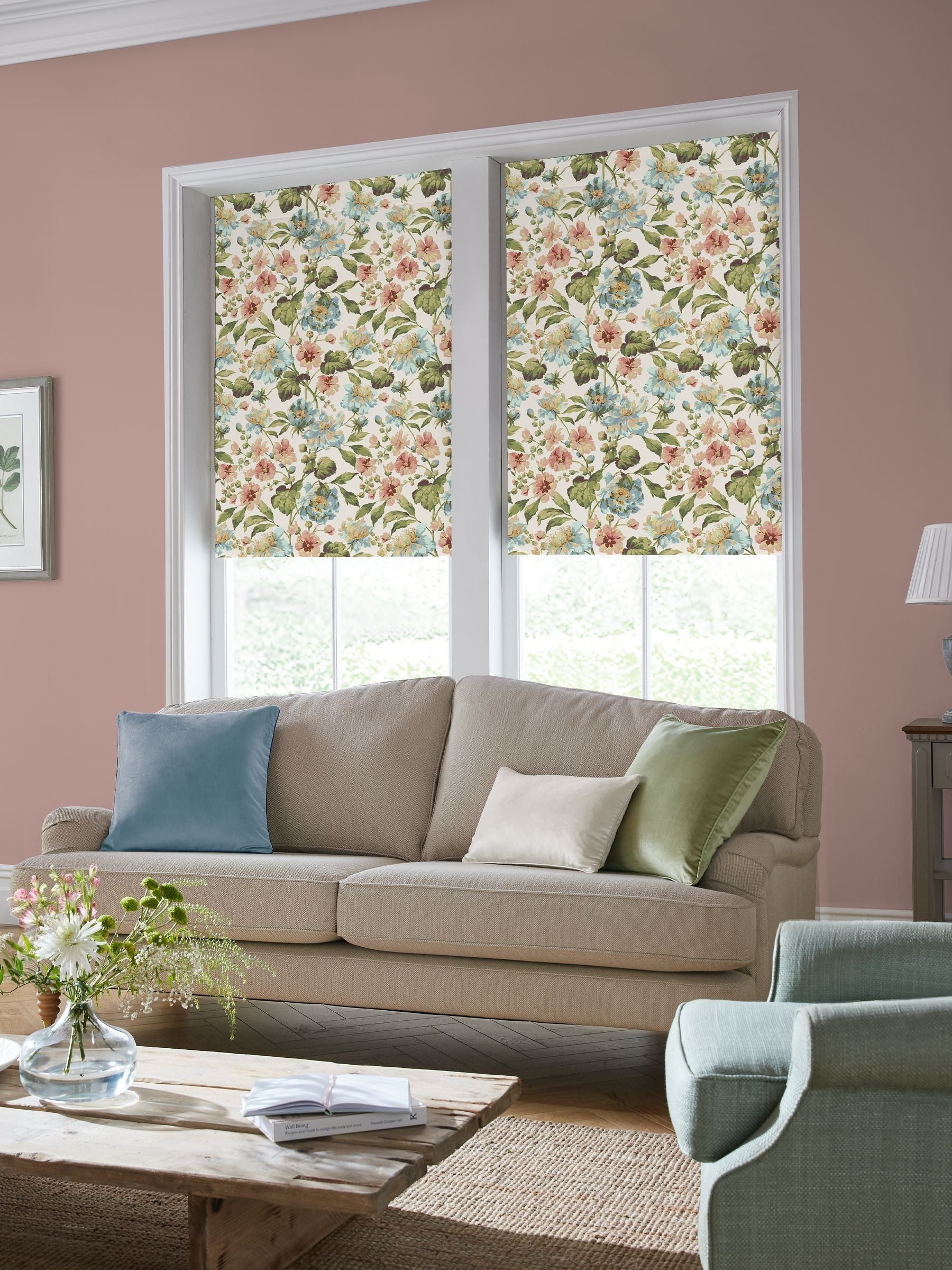 Laura Ashley Romilly Blue Multi roller blind 540x460mm (British brand)