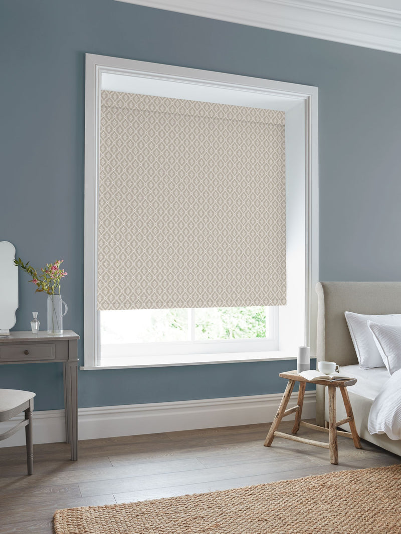 Laura Ashley Natural Landford roller blind with floral trellis design, imported from the UK