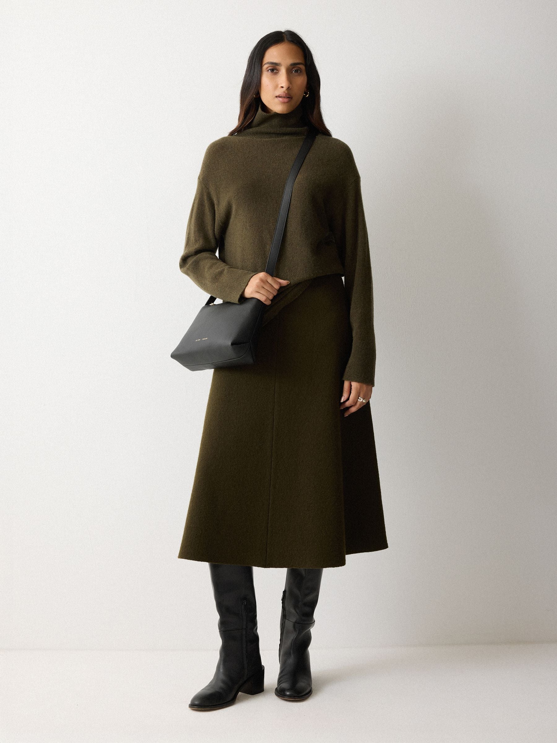 Jigsaw Bella black cross-body bag in pebbled leather - British product
