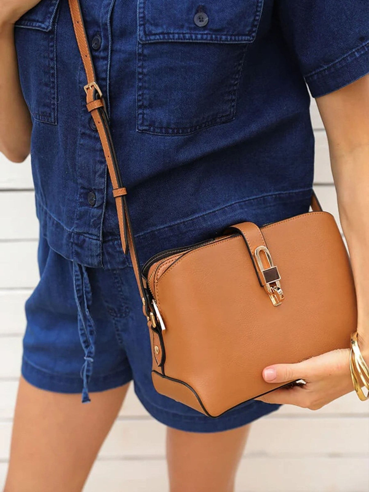 Luella Grey Black Margy Zip Top Cross-Body Bag