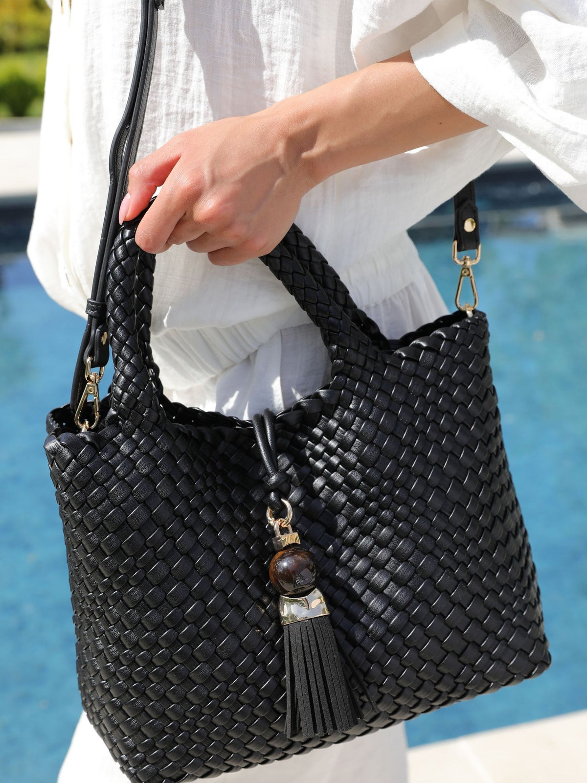 Luella Grey woven cross-body bag medium, UK version