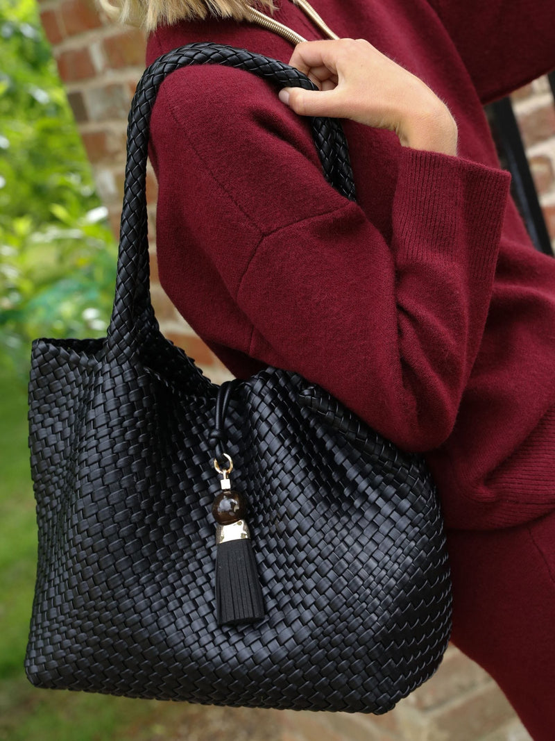 Luella Grey Black Saskia large woven tote bag (British brand)