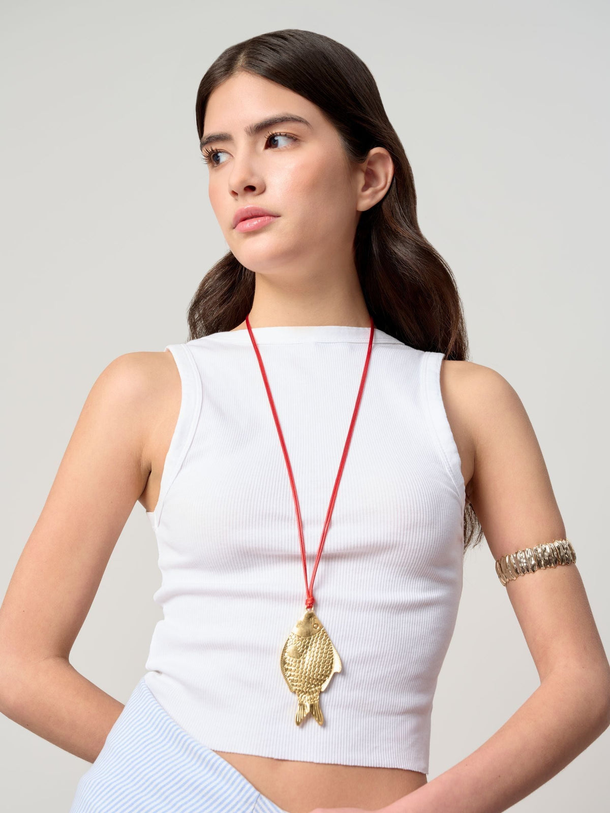 Aela red long cord fish necklace, UK version