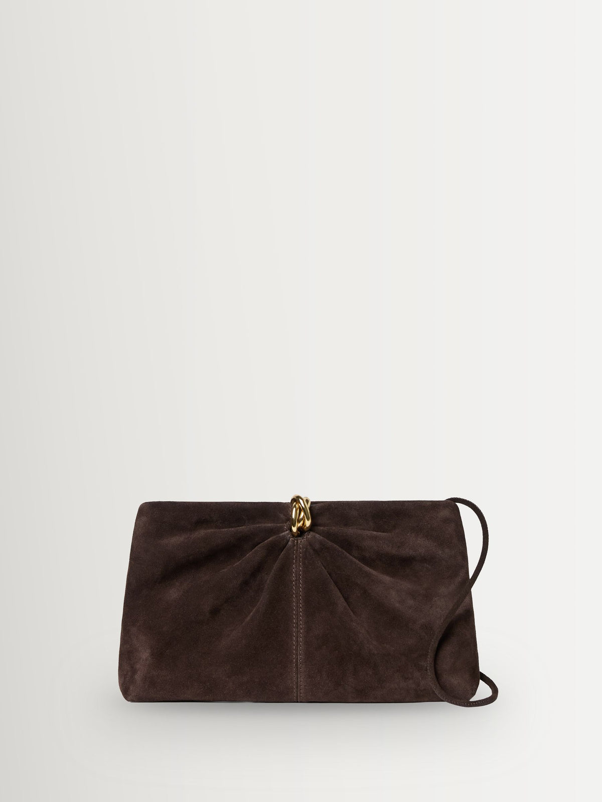 Loeffler Randall Corrine suede gathered ring clutch brown - British product