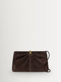 Loeffler Randall Corrine suede gathered ring clutch brown - British product