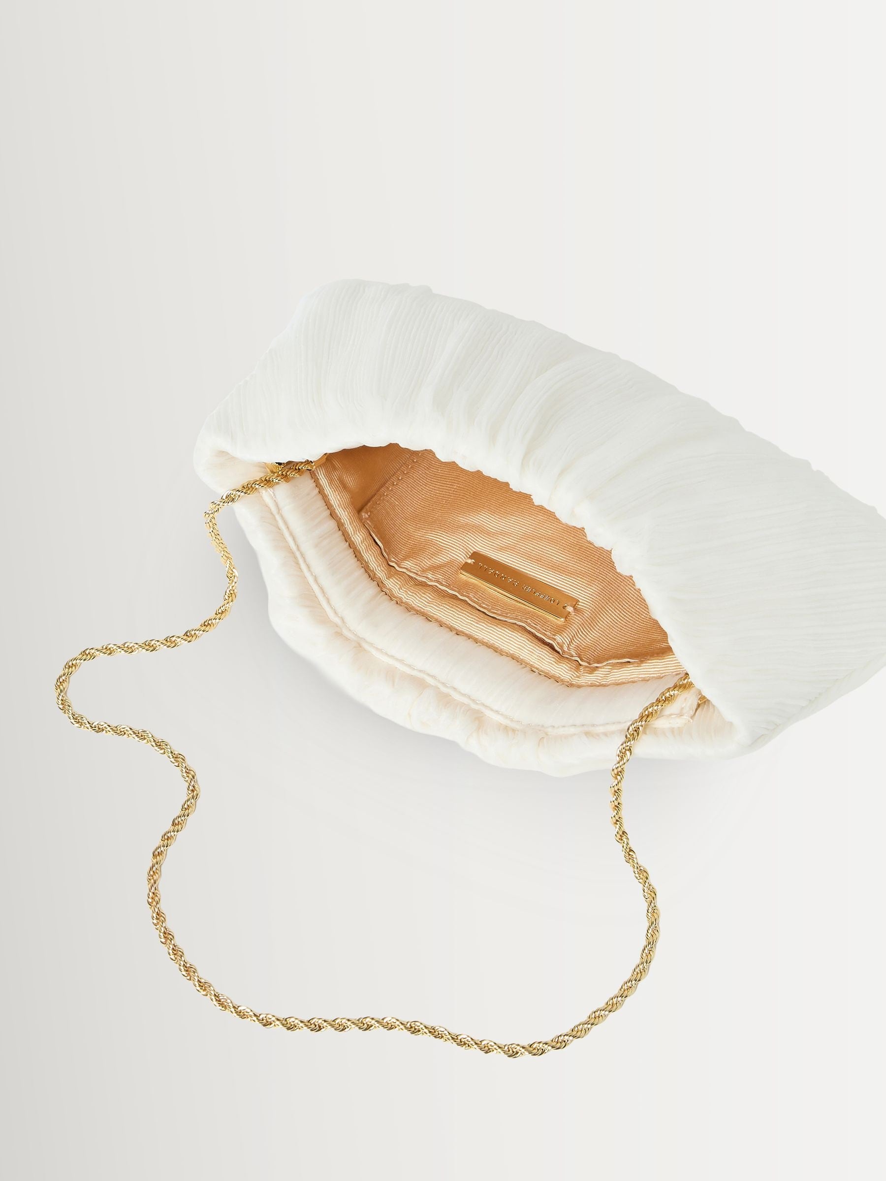 Loeffler Randall White Brit pleated clutch, UK version