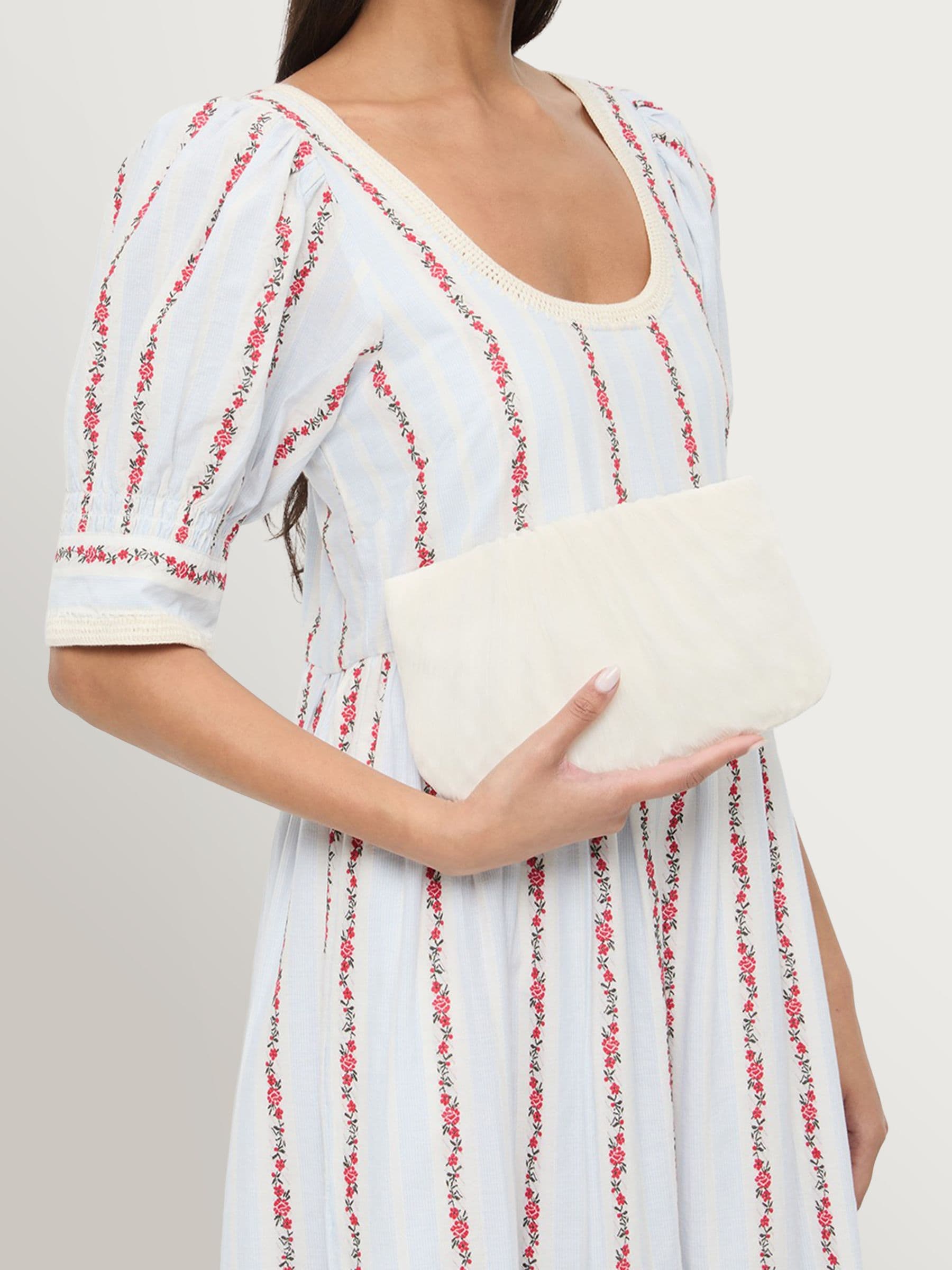 Loeffler Randall White Brit pleated clutch, UK version