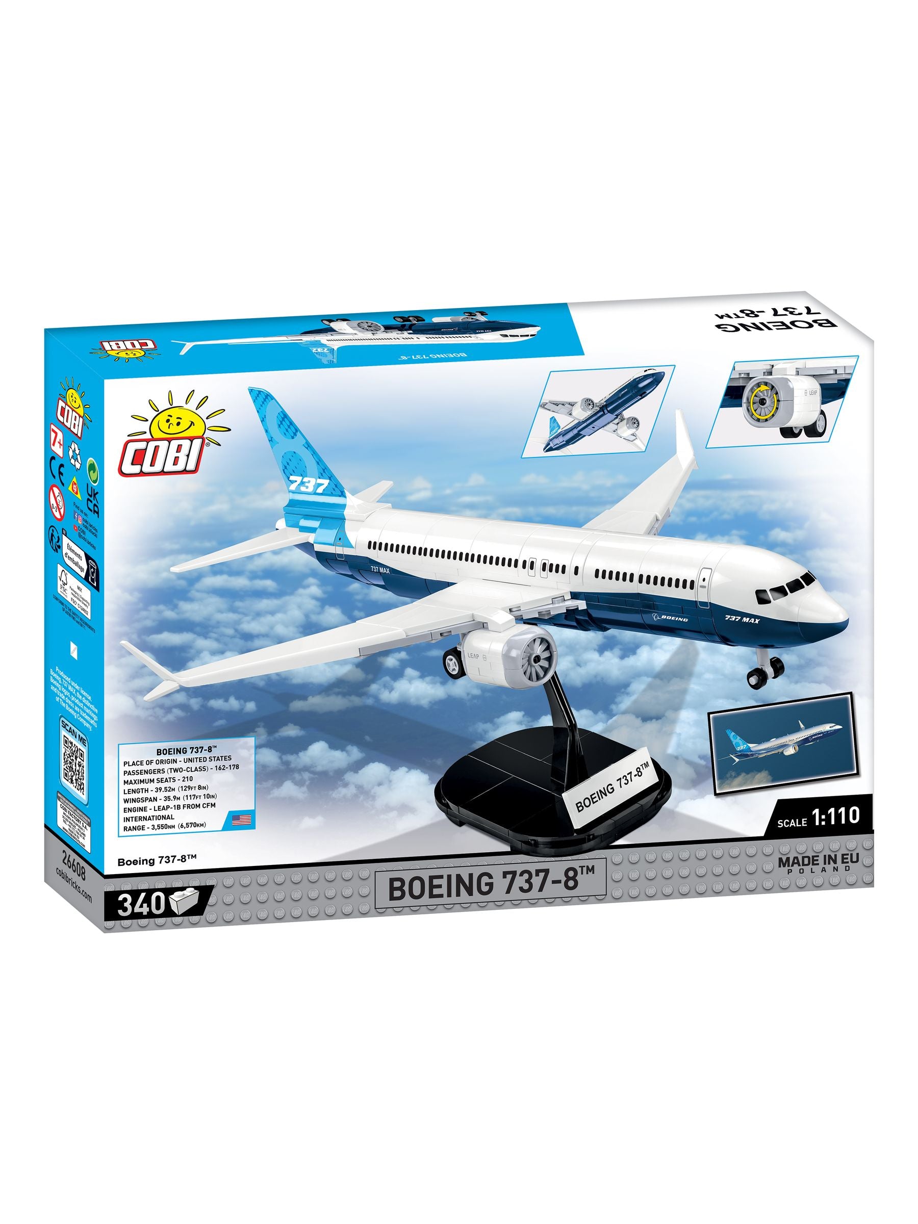 Cobi Boeing 737-8 building set 340 pieces, imported from the UK
