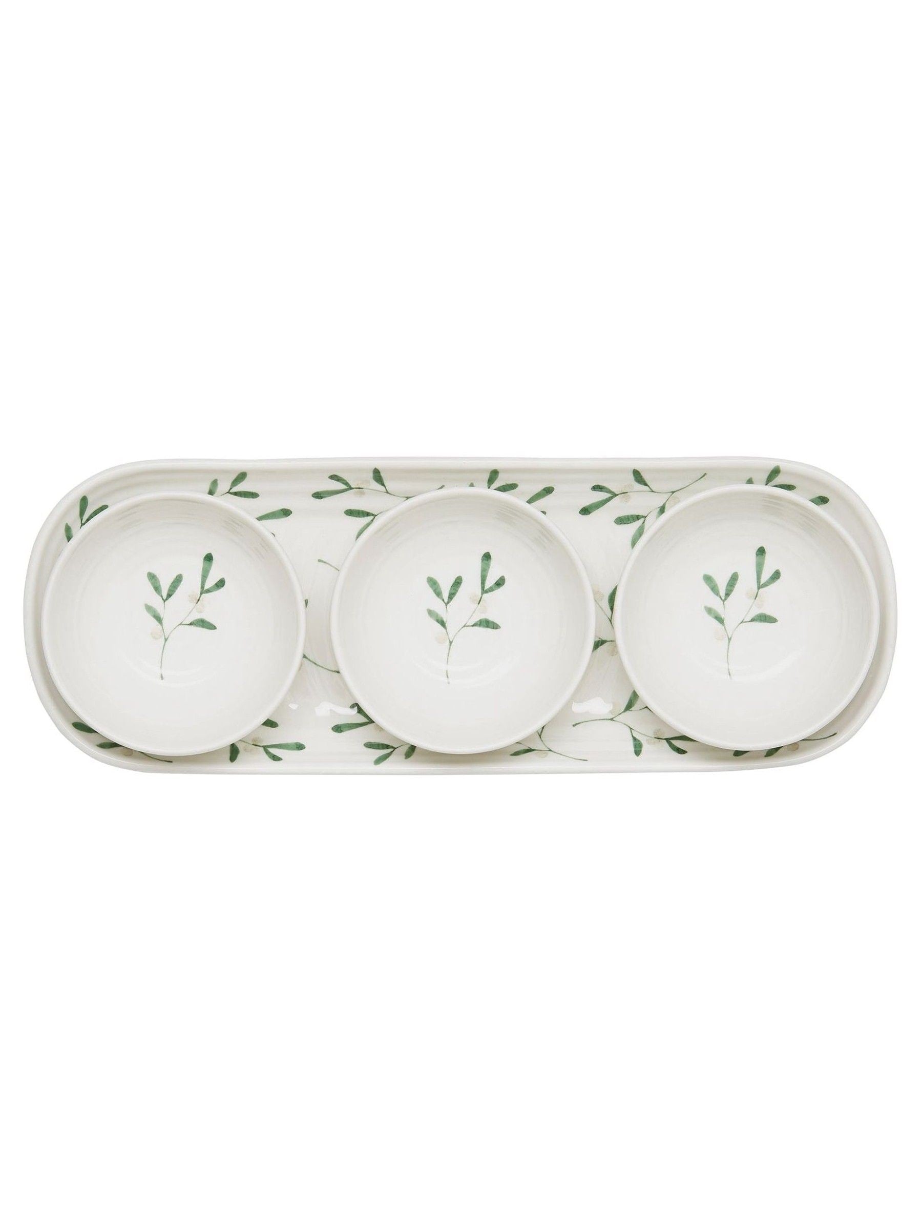 Portmeirion Sophie Conran mistletoe dip bowls and tray set, UK version