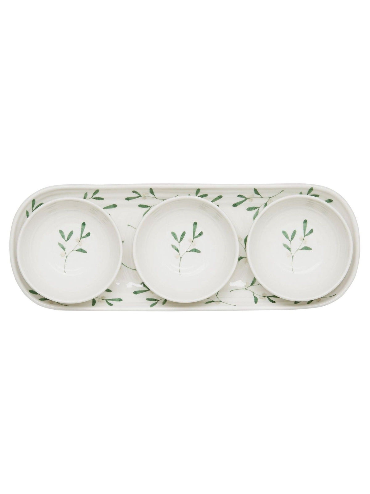 Portmeirion Sophie Conran mistletoe dip bowls and tray set, UK version