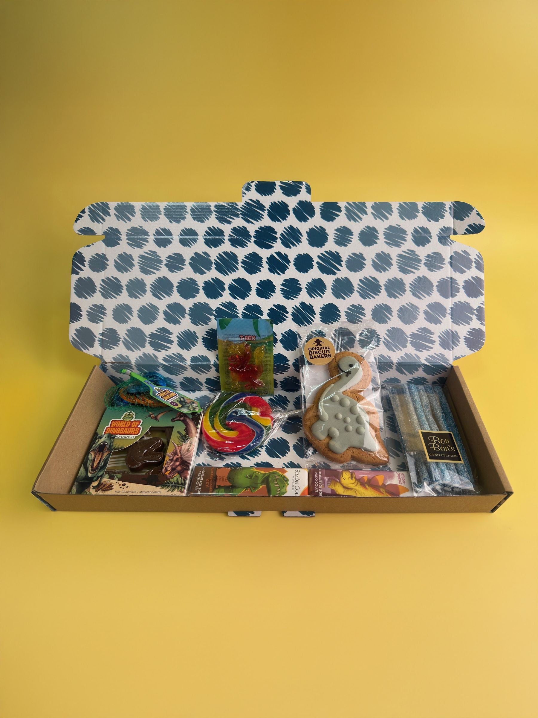 Spicers of Hythe dinosaur gift box with sweets and chocolates (British brand)