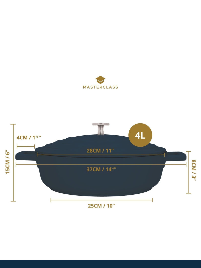 MasterClass shallow casserole dish 4L with self-basting lid - British product