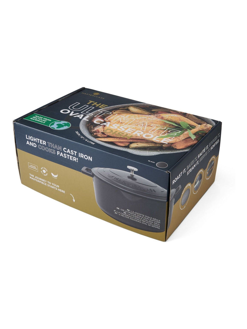 MasterClass black cast aluminium casserole dish 6L, UK version