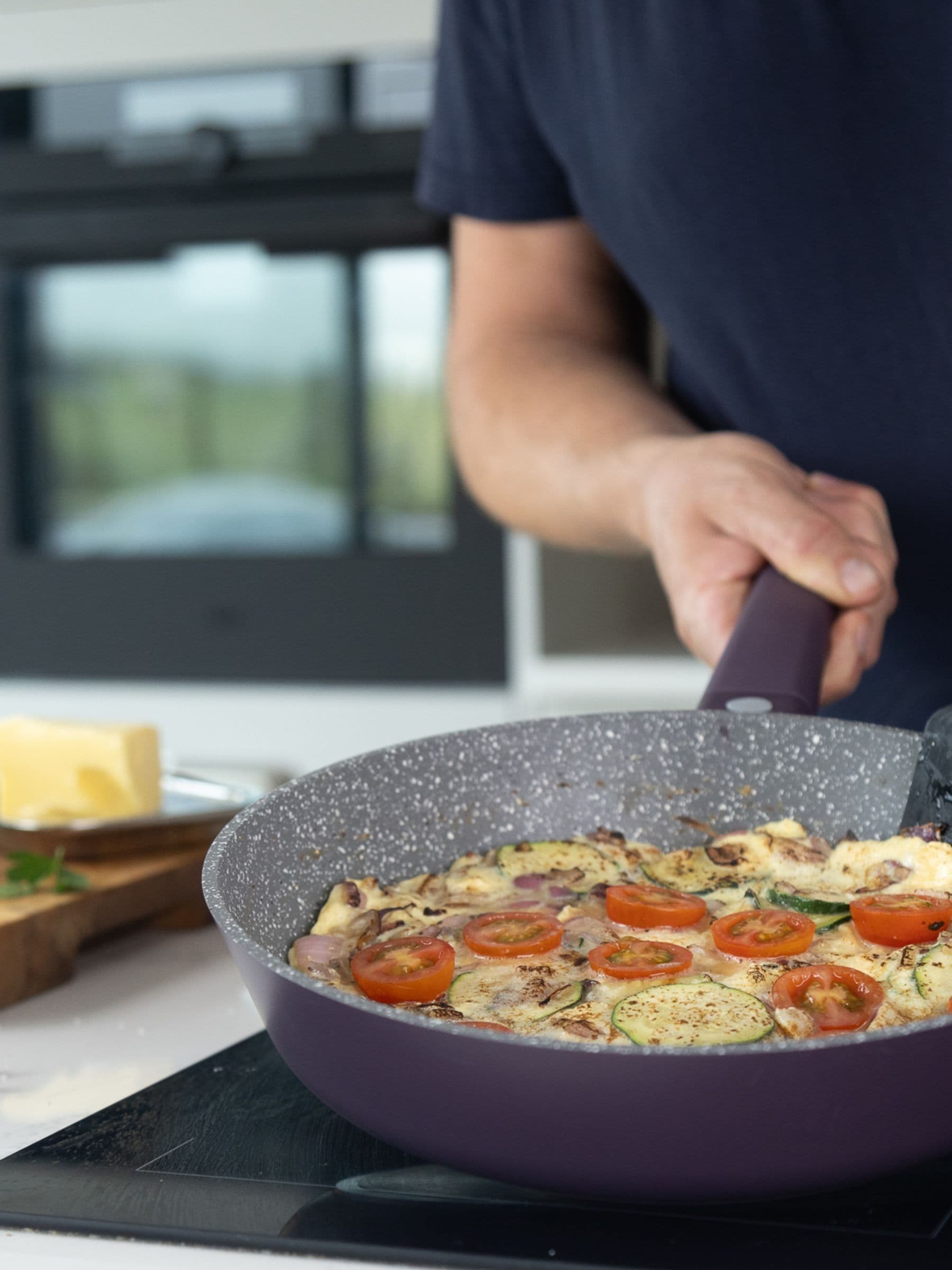 MasterClass Blue Cast Aluminium Frying Pan with Stainless Steel Induction Base 26cm