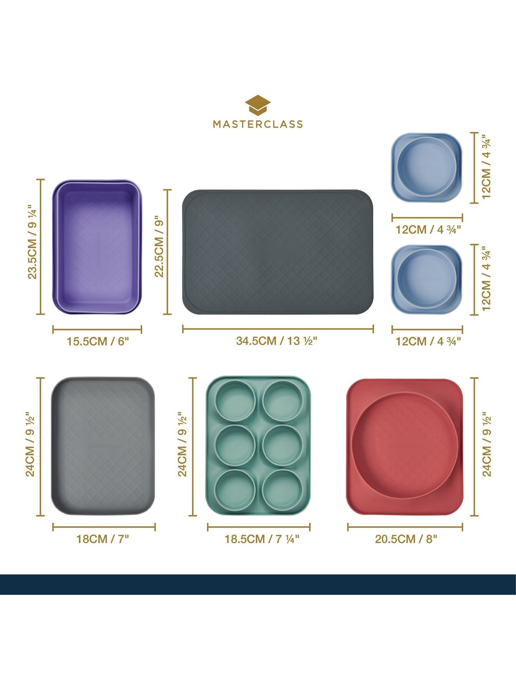 MasterClass multicolour silicone bakeware set 7 piece, imported from the UK