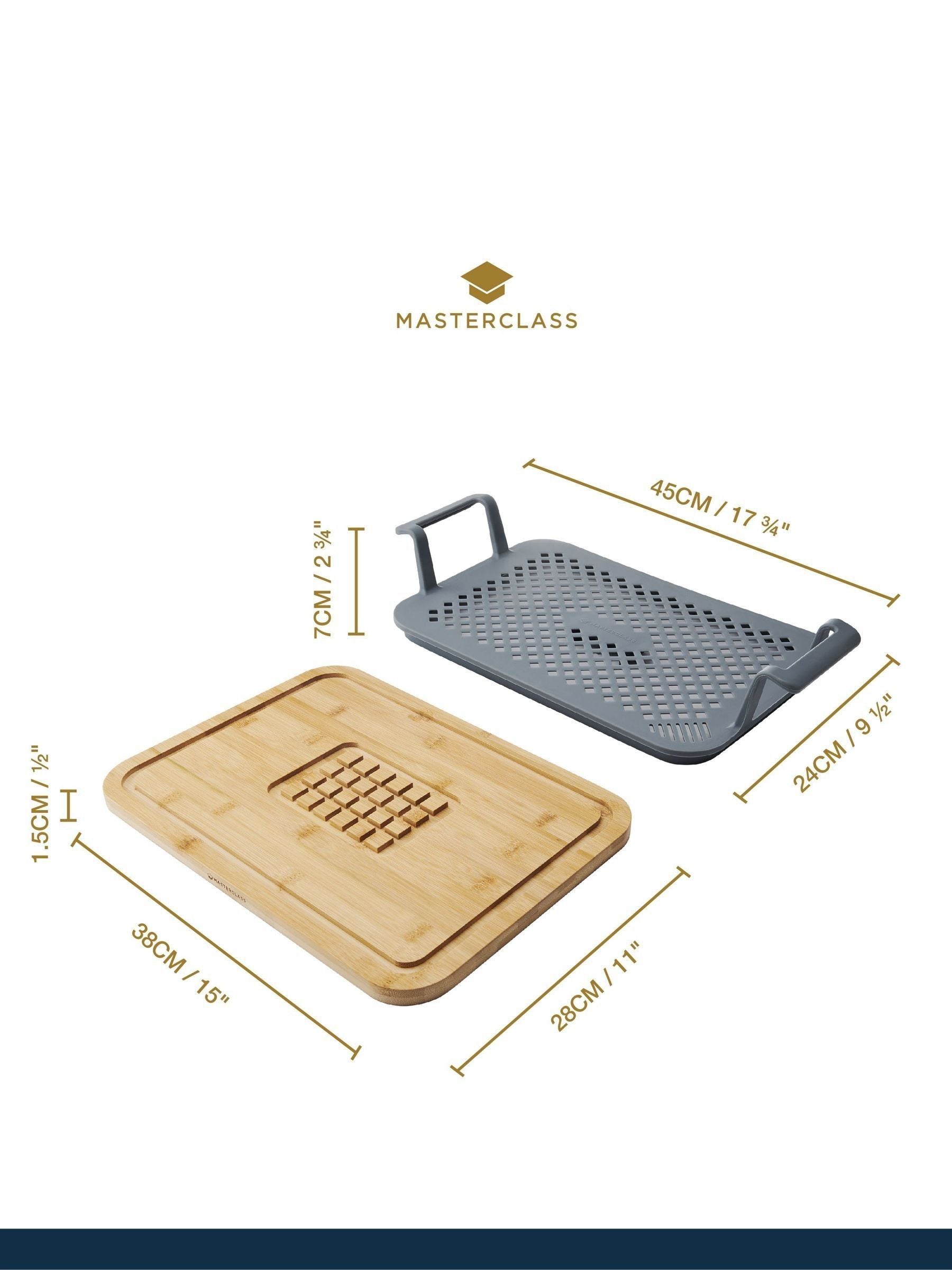 MasterClass grey roasting set with silicone rack and handles, imported from the UK