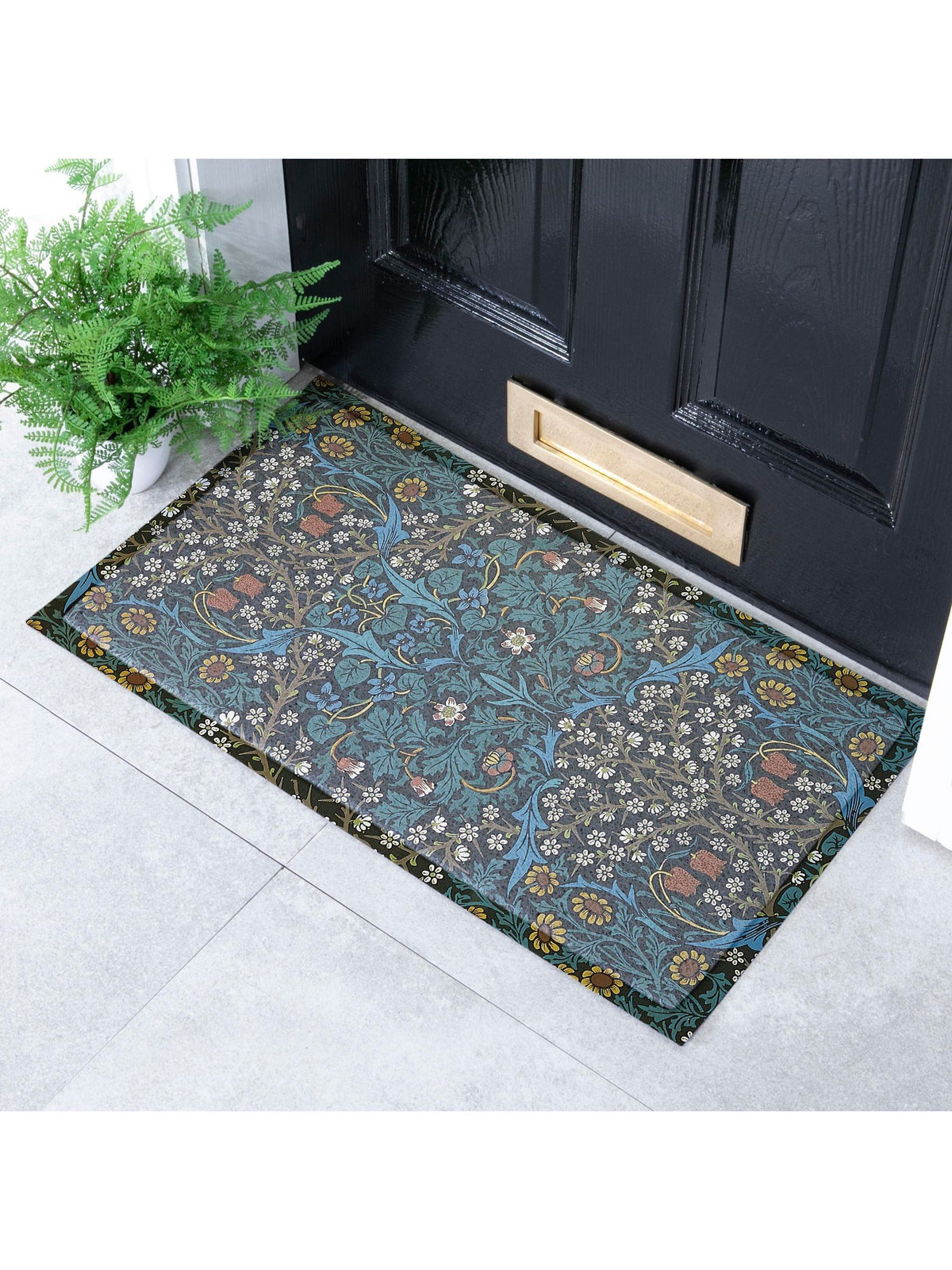 Artsy Mats doormat Black William Morris Tulips, UK version