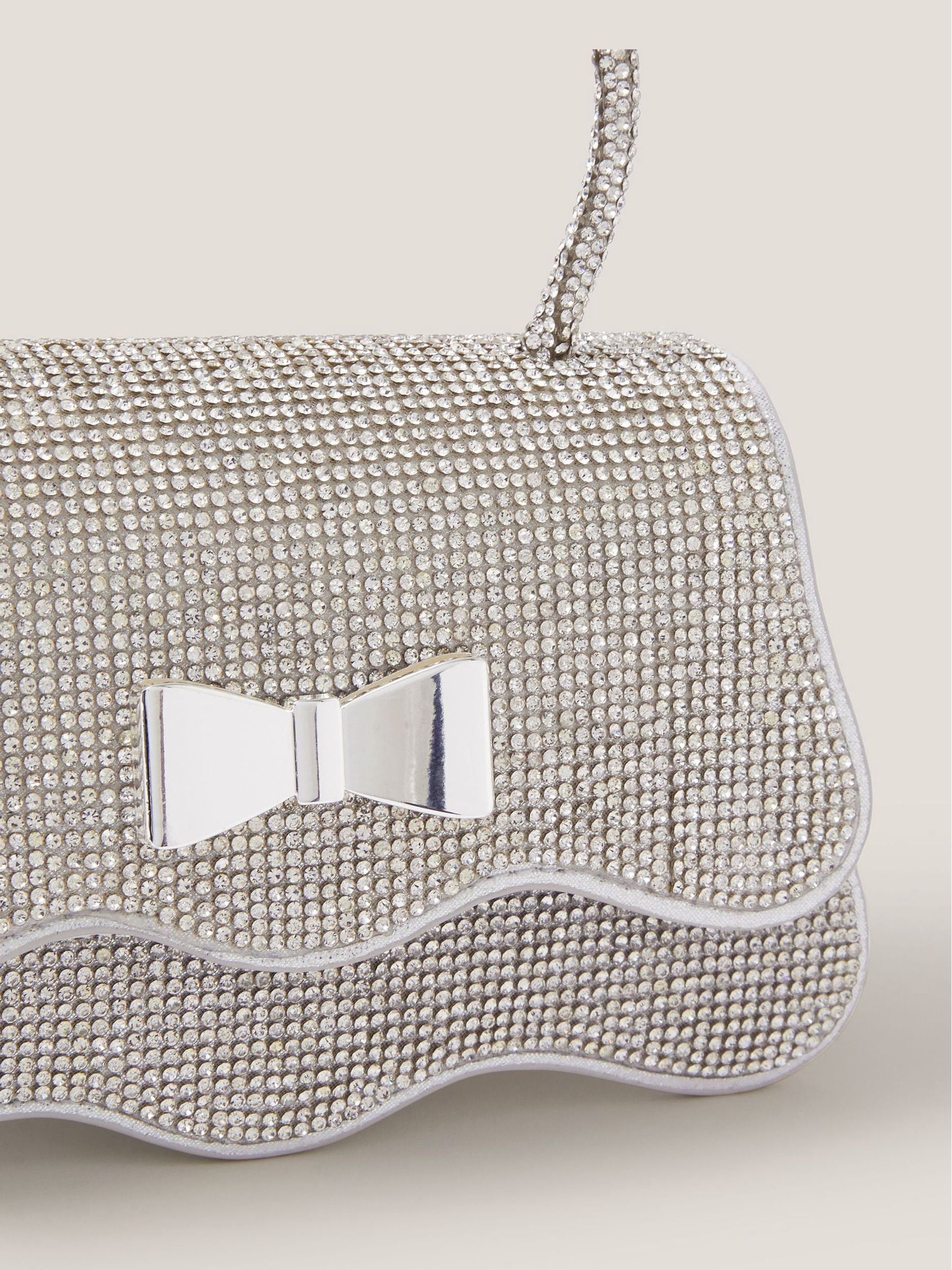 Monsoon silver diamanté bow handbag small - British product