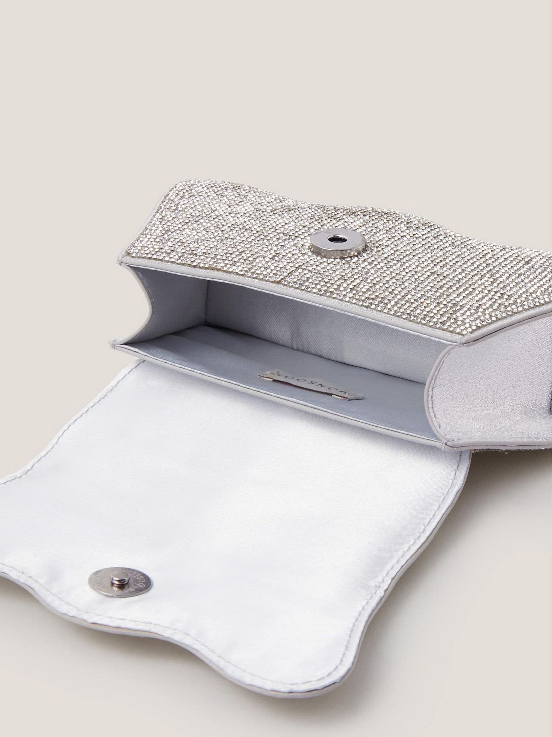 Monsoon silver diamanté bow handbag small - British product