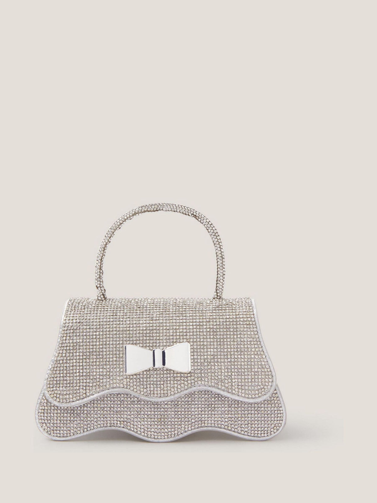 Monsoon silver diamanté bow handbag small - British product