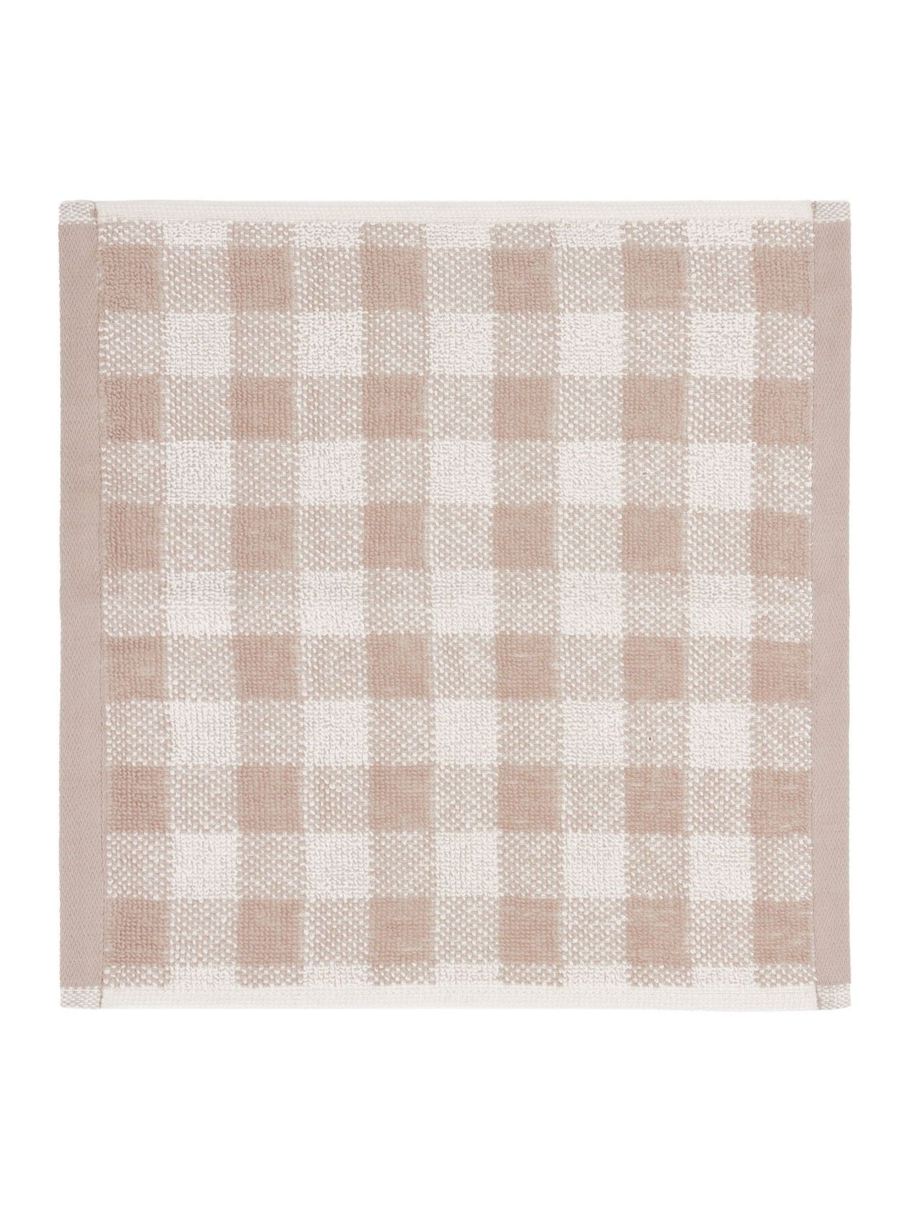 Yard Natural Barton Check cotton towel, gingham design - British product