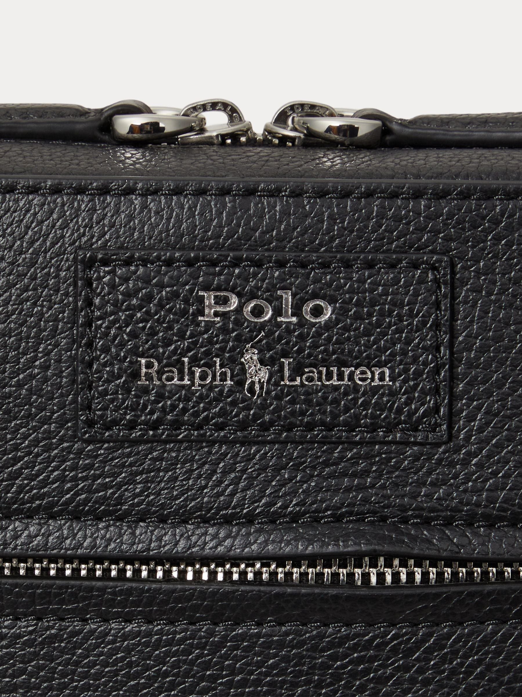 Polo Ralph Lauren black pebbled leather small cross-body bag, imported from the UK