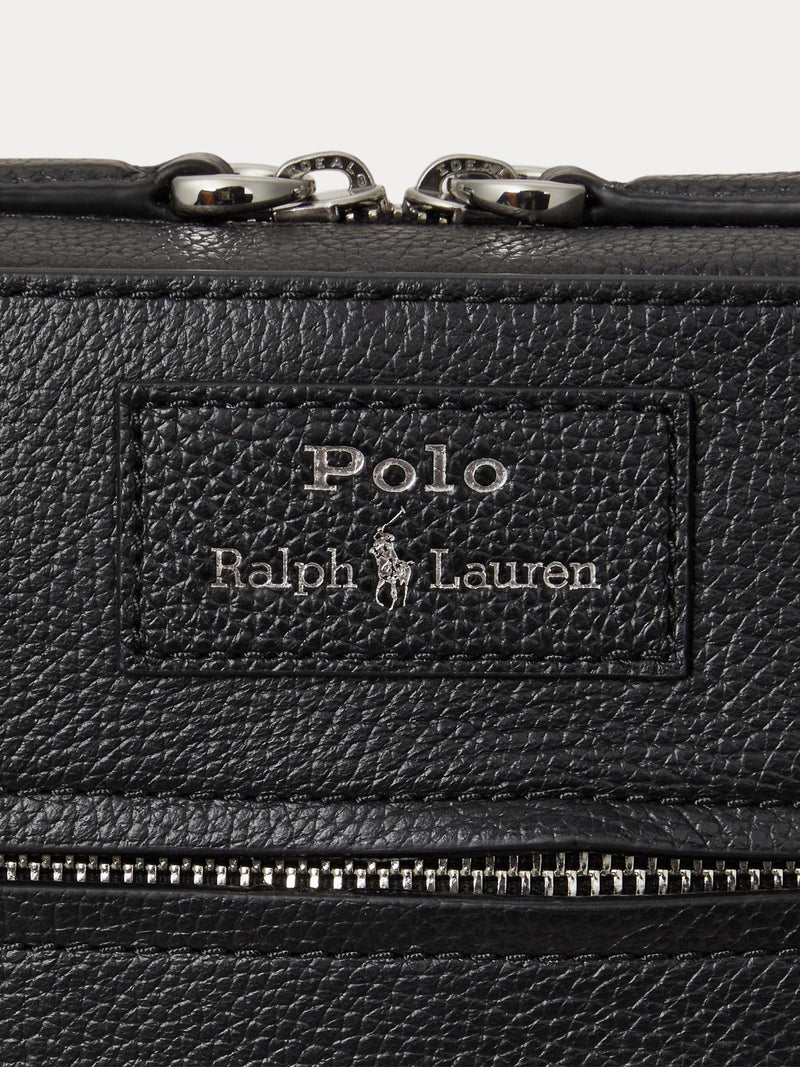 Polo Ralph Lauren black pebbled leather small cross-body bag, imported from the UK